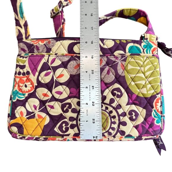 Vera Bradley Plum Crazy Purple Floral Crossbody Shoulder Bag Cloth Fabric Purse - Picture 10 of 12